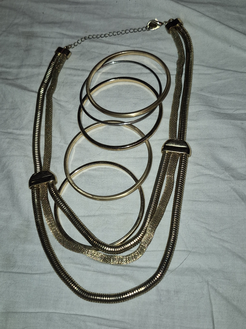 Joe Fresh Gold-Tone Multi Strand Necklace with Matching Bangles